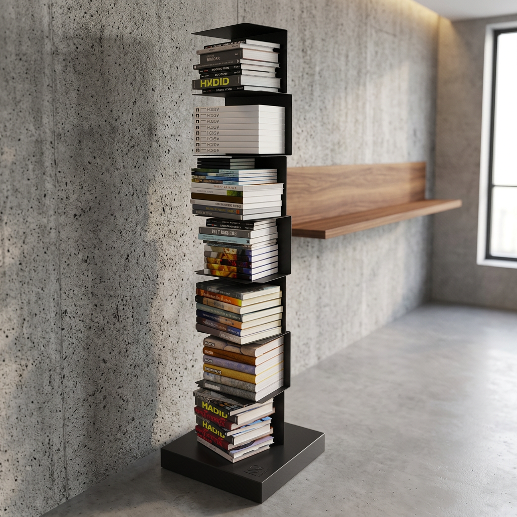 Modern Floating Bookshelf | Sleek Metal Design with Invisible Aesthetic | Space-Saving Vertical Storage for Contemporary Interiors 1