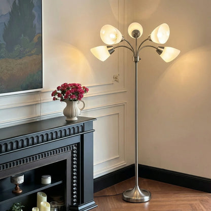 Modern Floor Lamp | Adjustable 5-Head Design with Stable Base | Versatile Lighting for Reading and Work 0