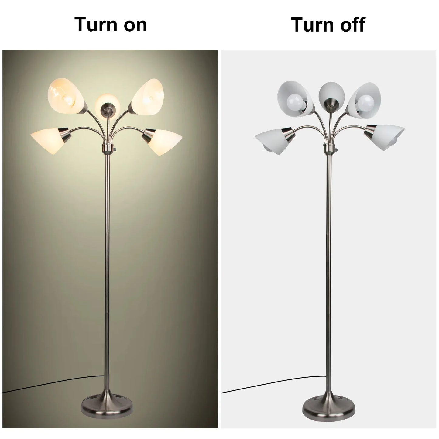 Modern Floor Lamp | Adjustable 5-Head Design with Stable Base | Versatile Lighting for Reading and Work 1