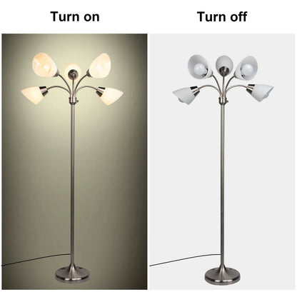 Modern Floor Lamp | Adjustable 5-Head Design with Stable Base | Versatile Lighting for Reading and Work 1