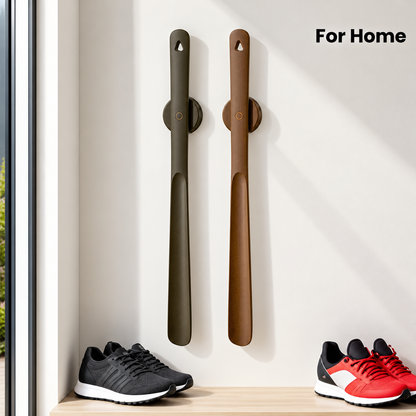 Ergonomic Walnut Shoehorn with Magnetic Wall Mount | Extra-Long Handle for Effortless Footwear Access