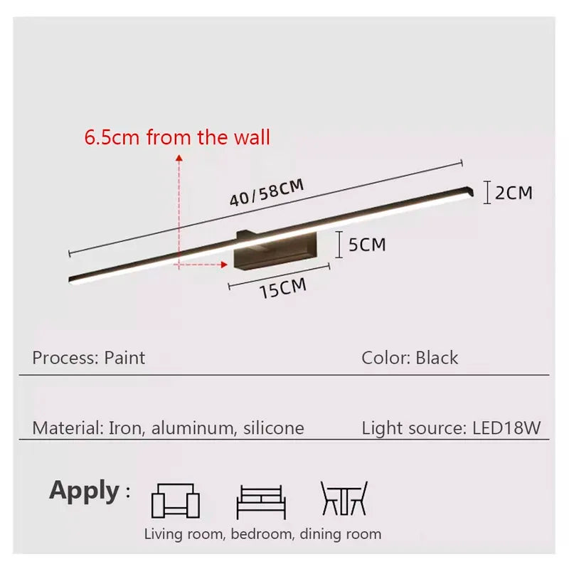 Modern LED Wall Lamp | Waterproof Bathroom Wall Lights with Bright Illumination | Sleek Design for Effortless Makeup Application 5