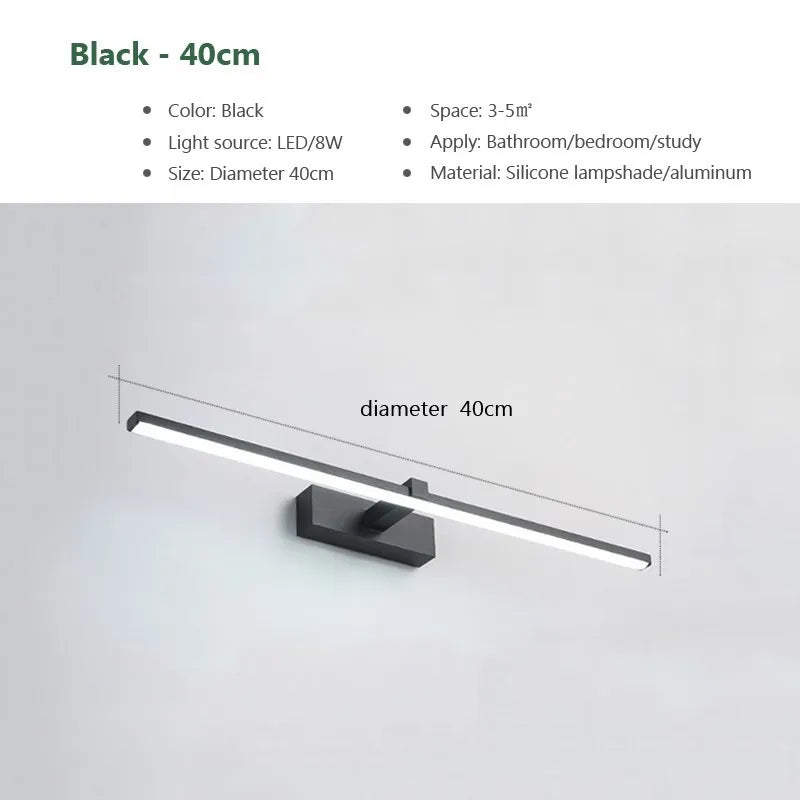 Modern LED Wall Lamp | Waterproof Bathroom Wall Lights with Bright Illumination | Sleek Design for Effortless Makeup Application 7