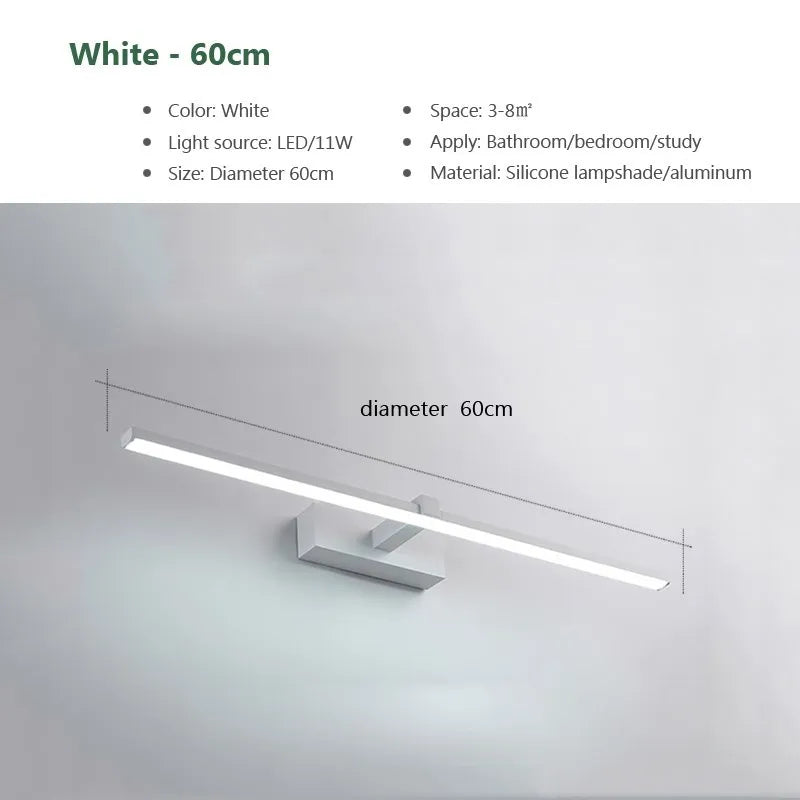 Modern LED Wall Lamp | Waterproof Bathroom Wall Lights with Bright Illumination | Sleek Design for Effortless Makeup Application 8