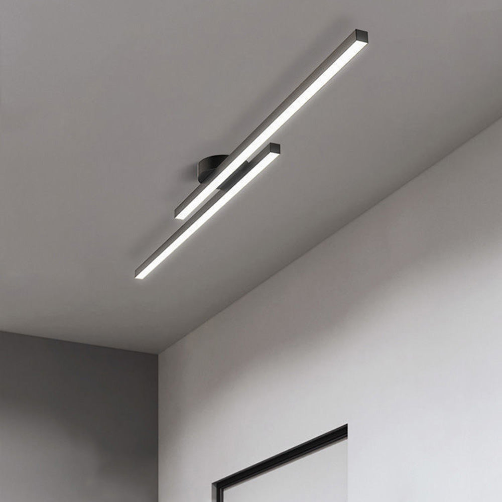 Modern Linear | Flush Mount Ceiling Light with Integrated LED | Minimalist Aluminium Fixture for Bright Illumination 0