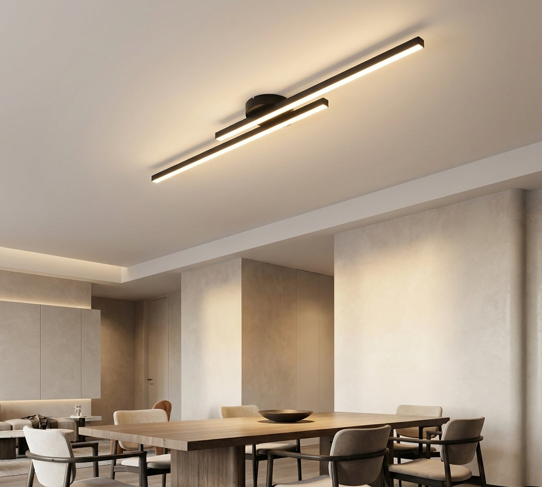 Modern Linear | Flush Mount Ceiling Light with Integrated LED | Minimalist Aluminium Fixture for Bright Illumination 1