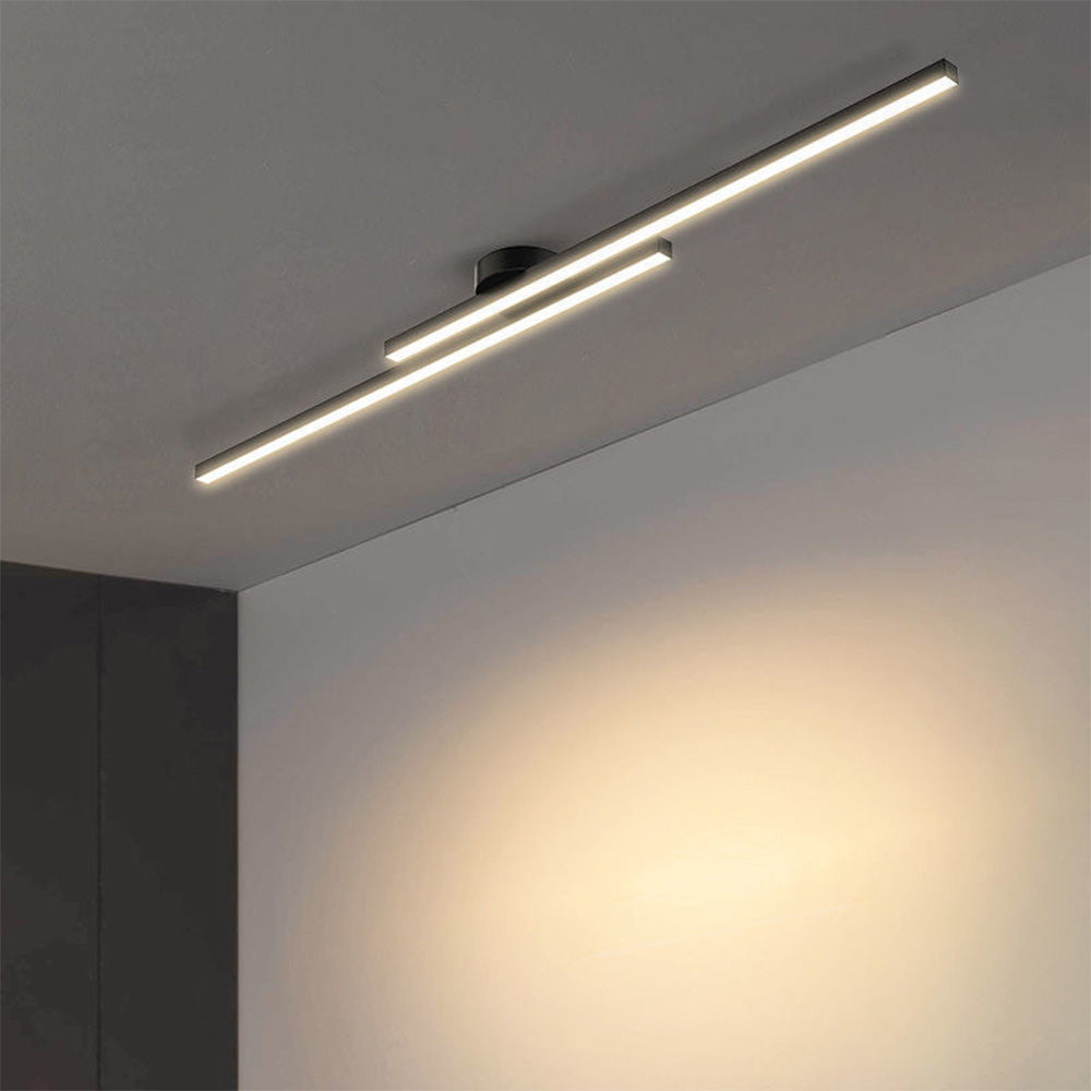 Modern Linear | Flush Mount Ceiling Light with Integrated LED | Minimalist Aluminium Fixture for Bright Illumination 2