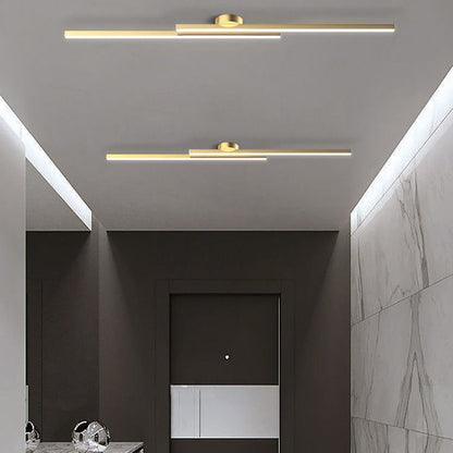Modern Linear | Flush Mount Ceiling Light with Integrated LED | Minimalist Aluminium Fixture for Bright Illumination 5