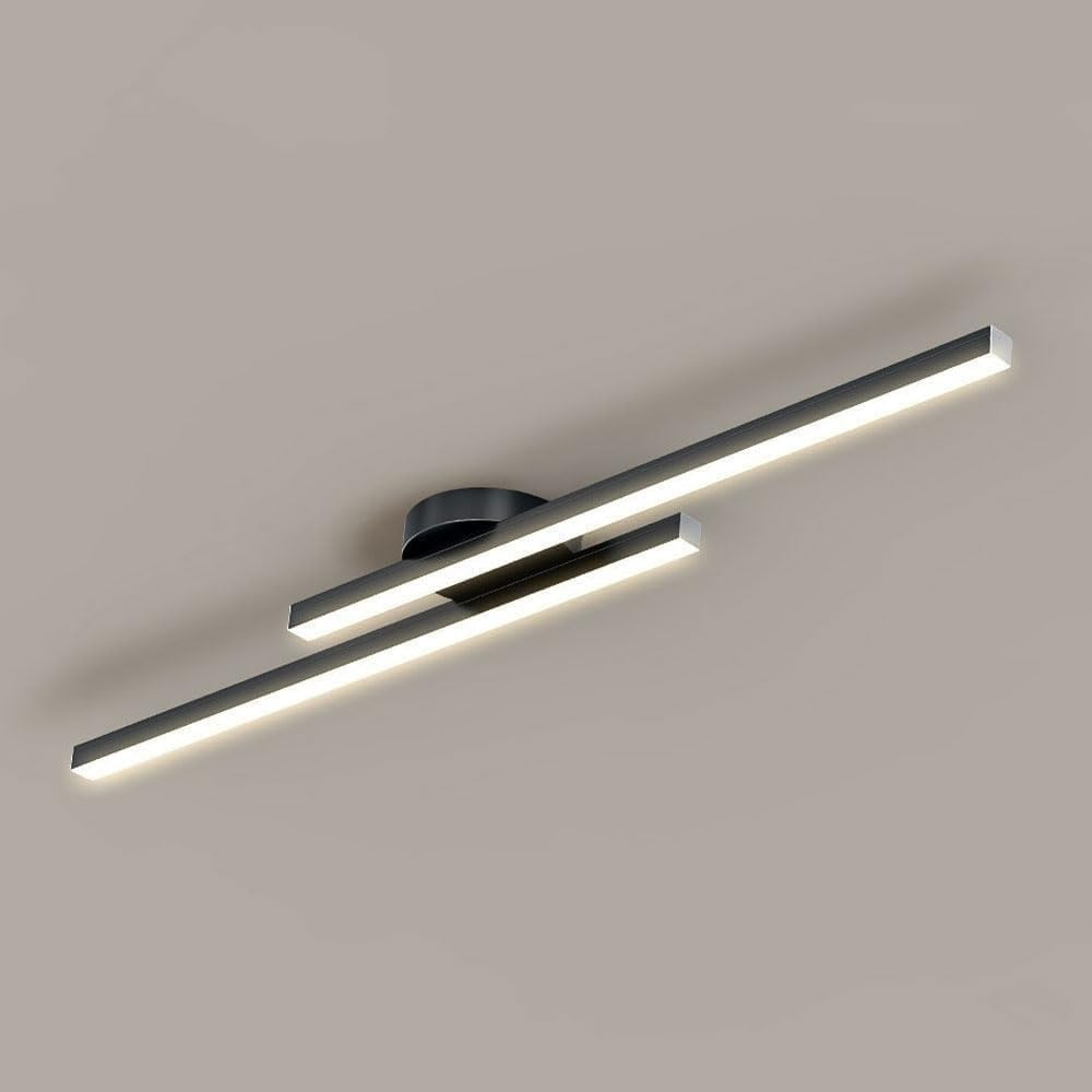 Modern Linear | Flush Mount Ceiling Light with Integrated LED | Minimalist Aluminium Fixture for Bright Illumination 7