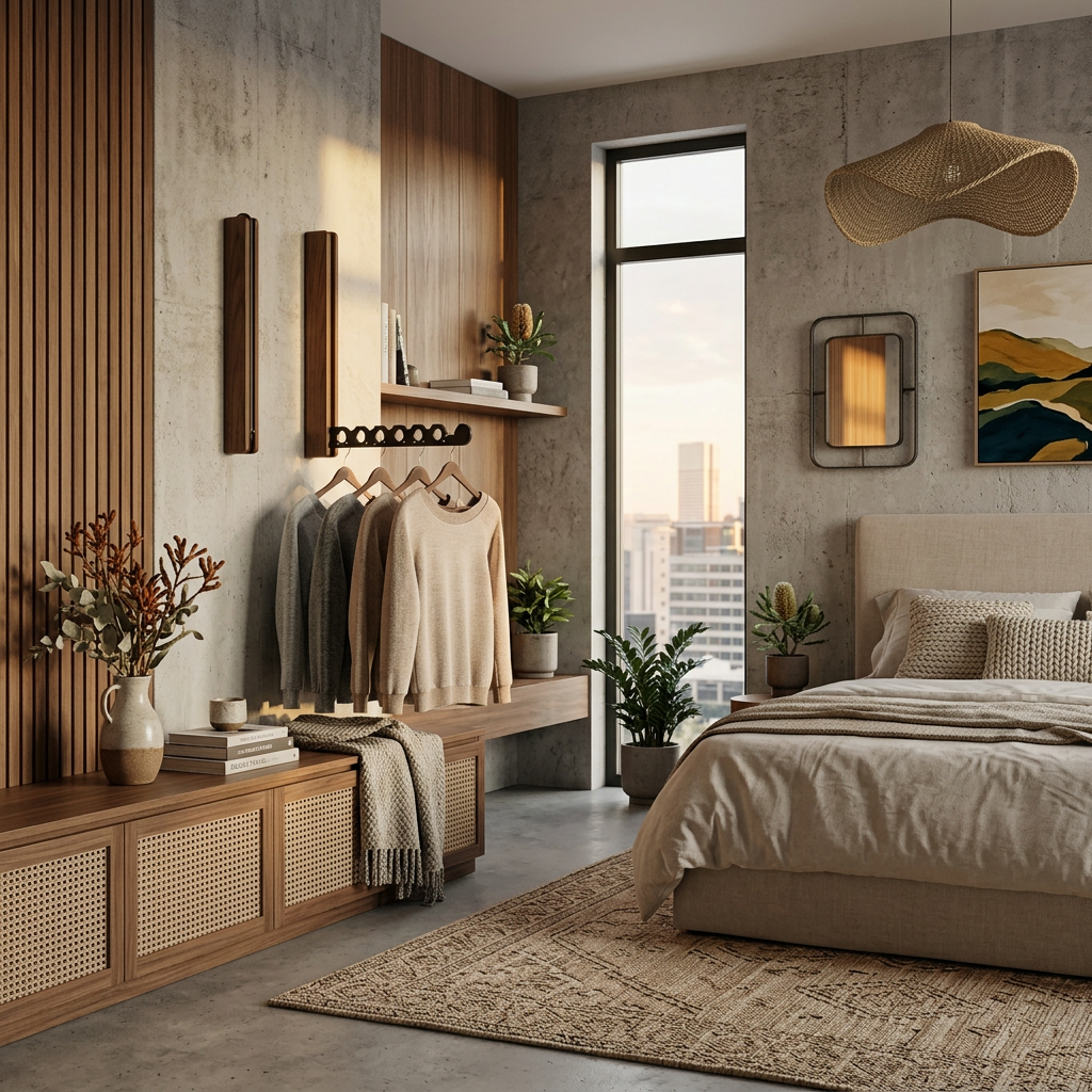 Modern Timber Collapsible Hanger Rail with Space-Saving Design for Stylish Organization 2