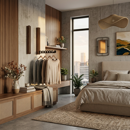 Modern Timber Collapsible Hanger Rail with Space-Saving Design for Stylish Organization 2