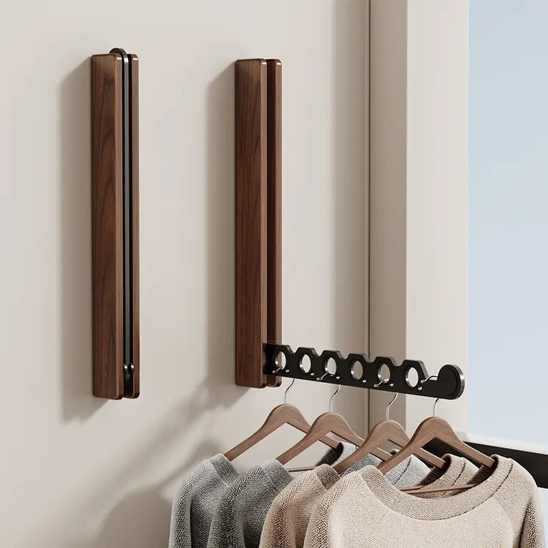 Modern Timber Collapsible Hanger Rail with Space-Saving Design for Stylish Organization 5