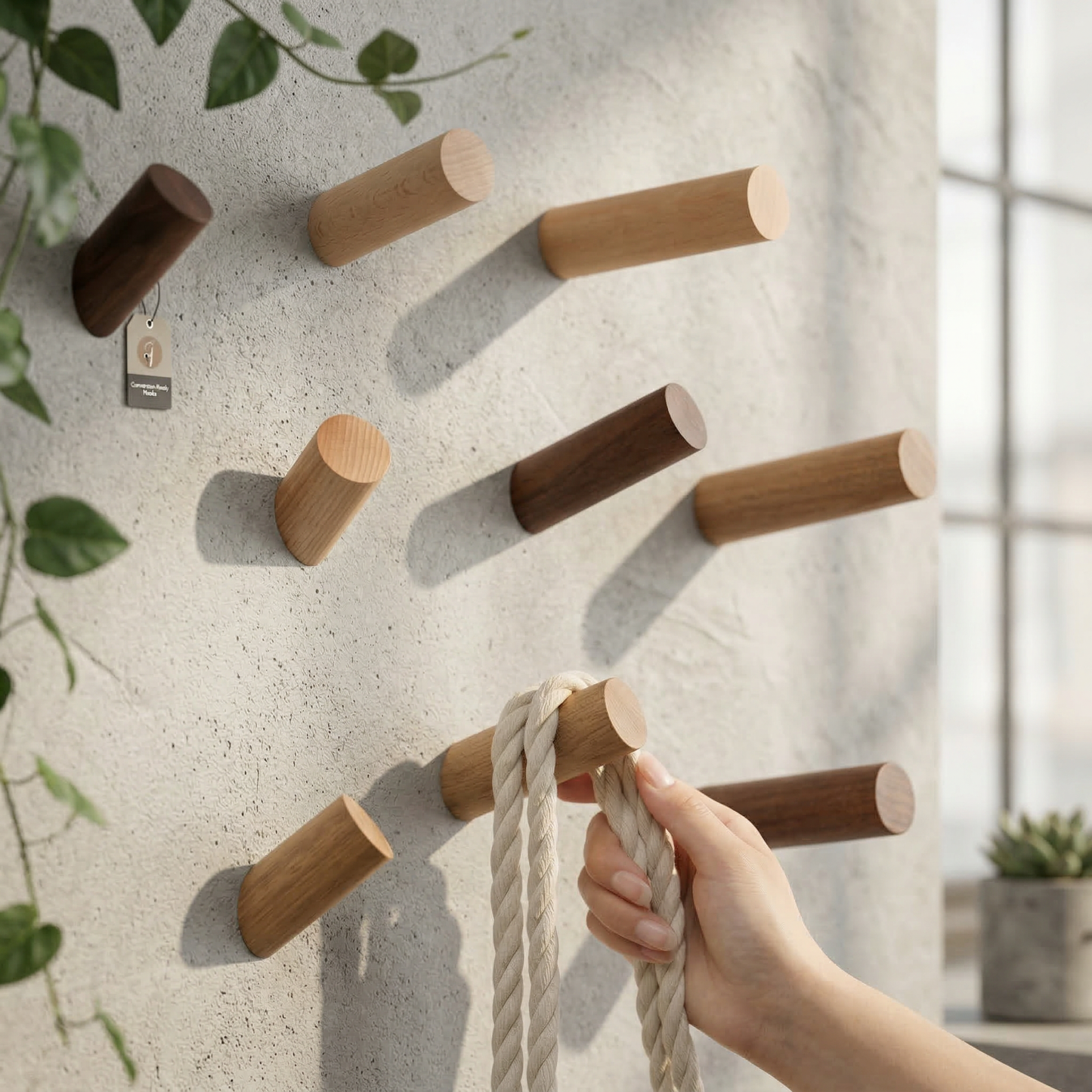Modern Timber Wall Hook | Angular Design with Handcrafted Finish for Stylish Organization 1