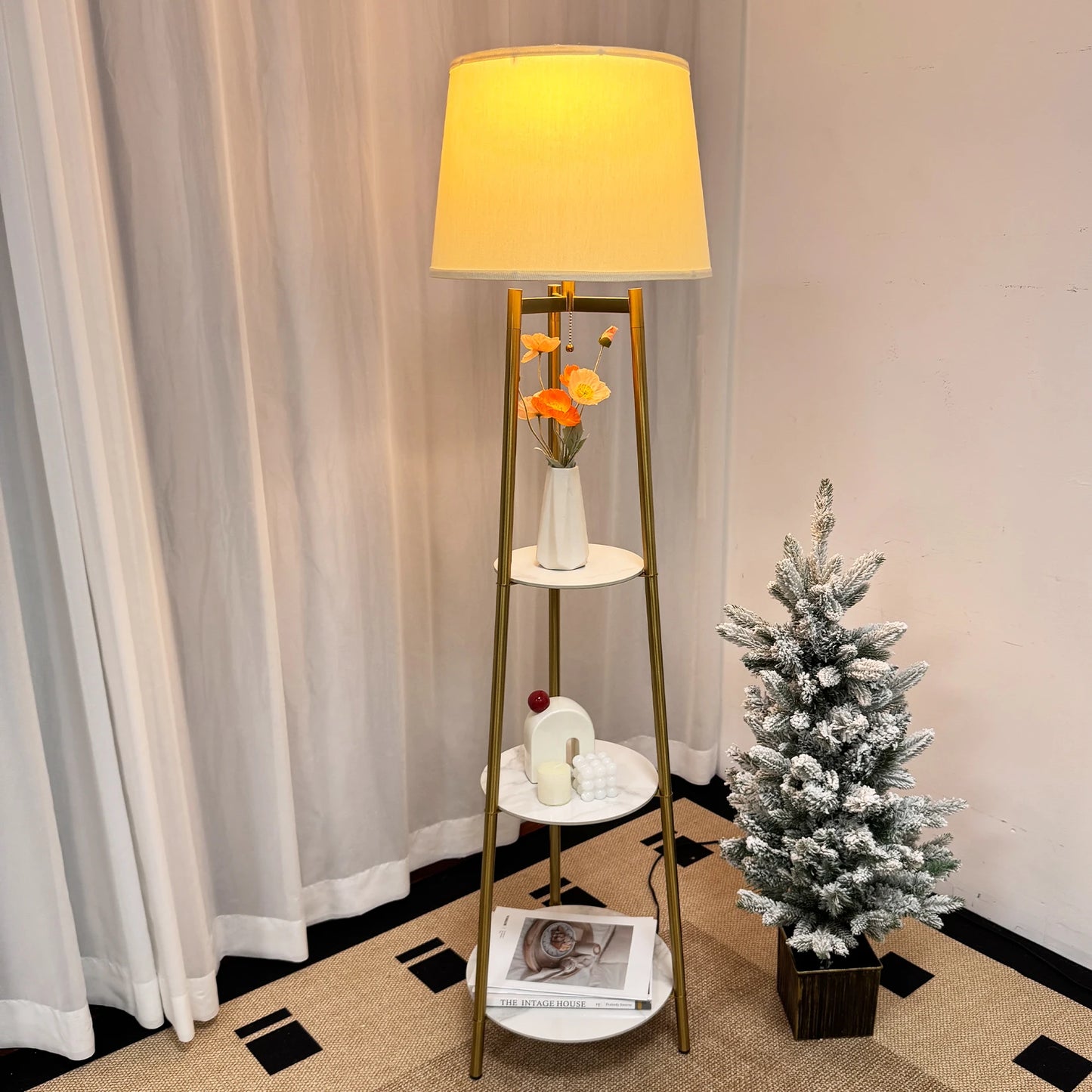 Modern Tripod Floor Lamp with Gold Frame & Adjustable Lighting | Stylish Home Decor for Any Room 4