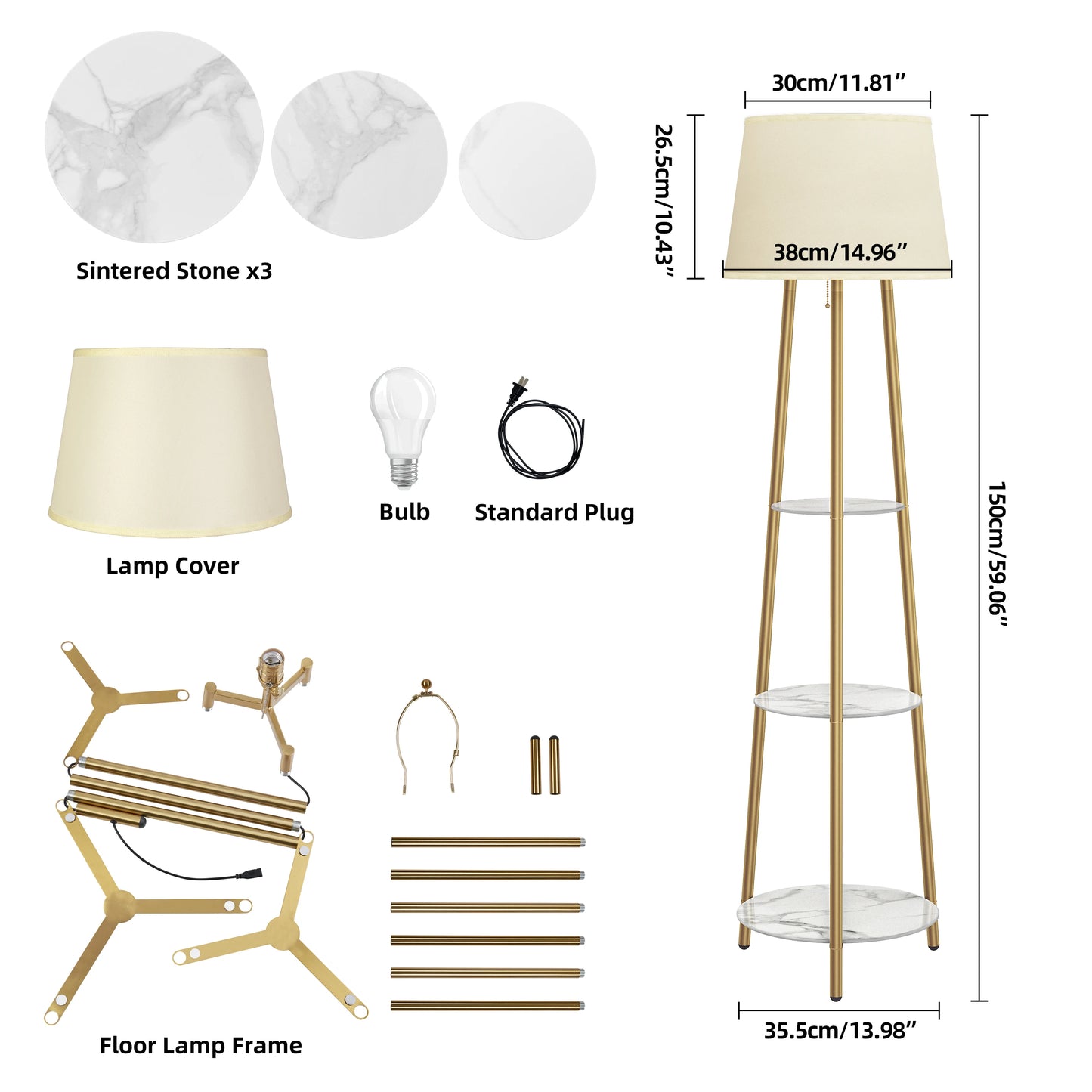 Modern Tripod Floor Lamp with Gold Frame & Adjustable Lighting | Stylish Home Decor for Any Room 5