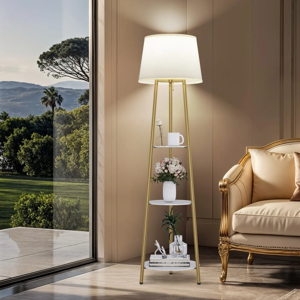 Modern Tripod Floor Lamp with Gold Frame & Adjustable Lighting | Stylish Home Decor for Any Room 8