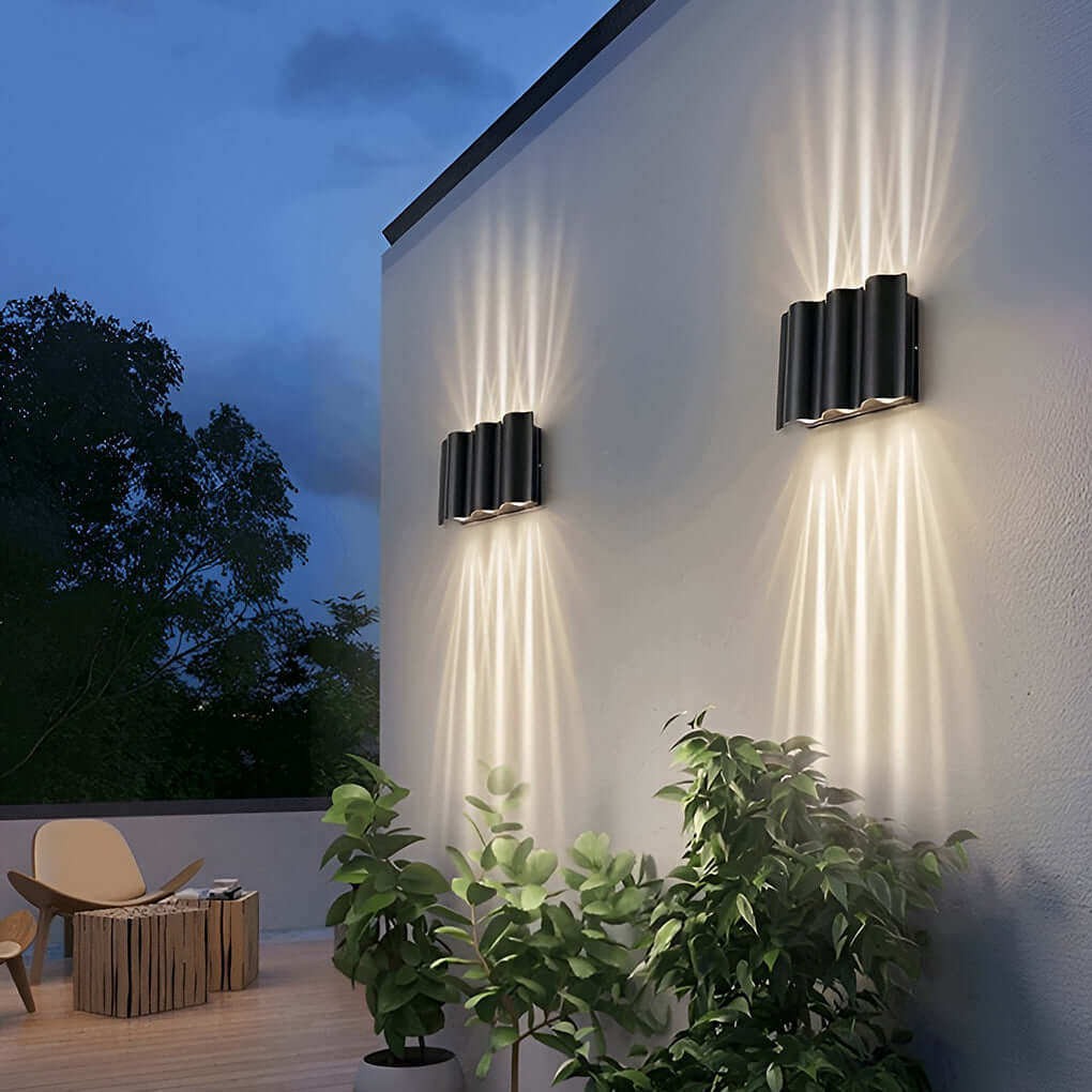 Modern Up-Down Wall Light | Wavy Aluminum Design with High-Brightness LED | Outdoor Sconce for Dynamic Illumination 2