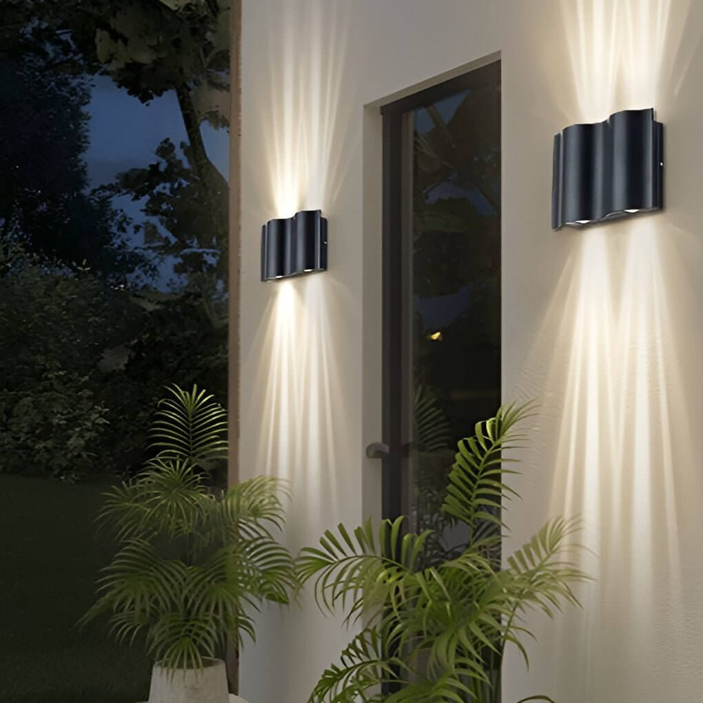 Modern Up-Down Wall Light | Wavy Aluminum Design with High-Brightness LED | Outdoor Sconce for Dynamic Illumination 5