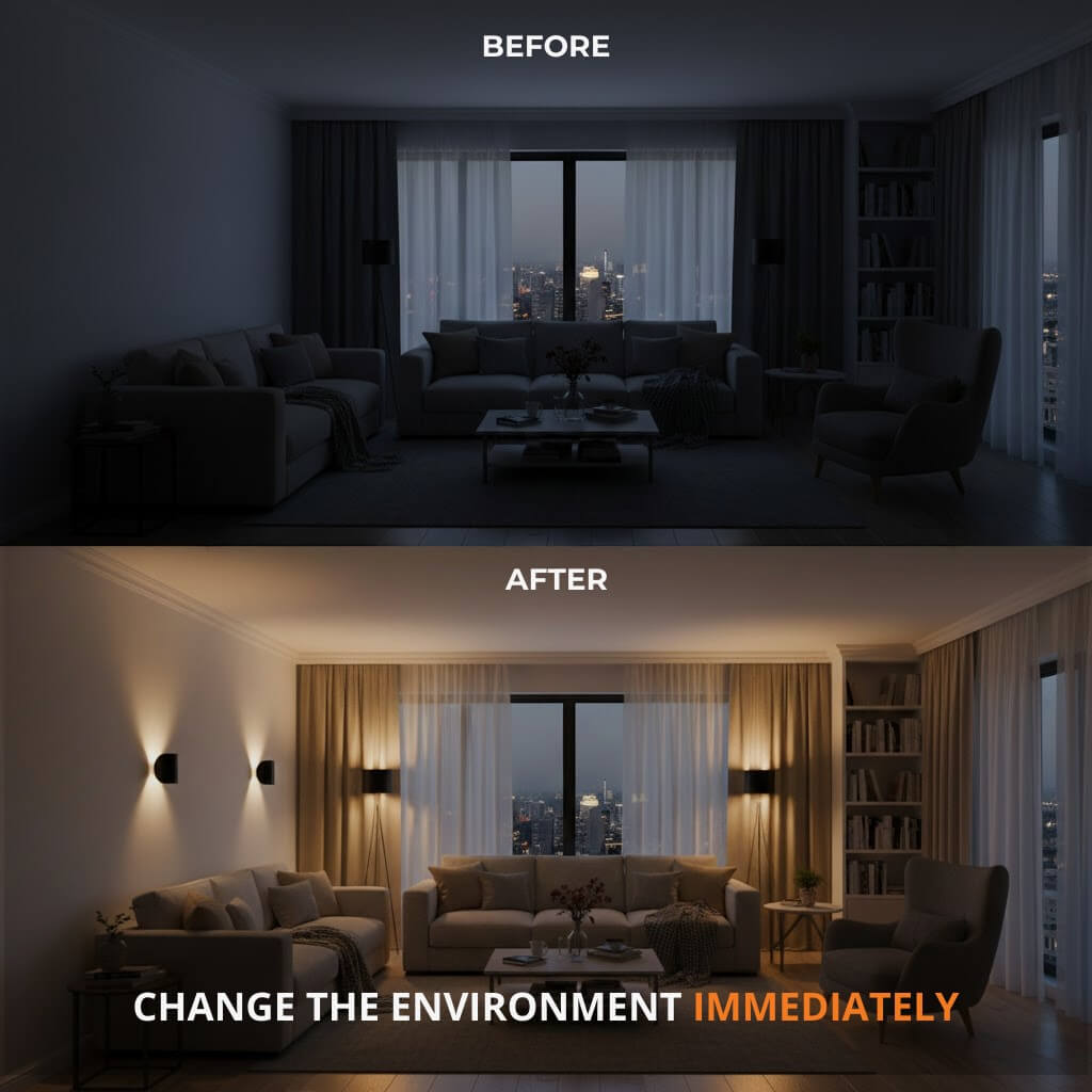 Modern Wall Sconce Lighting | Adjustable Up & Down Light with Dual Color Options | Stylish Fixture for Ambient Illumination 4