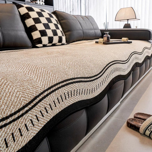 Modern Wave | Anti-Slip Couch Cover with Wavy Edge Design | Stylish Protector for Pet Owners 0
