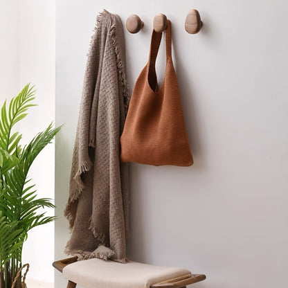Modern Wood Wall Hooks | Decorative Pebble Design with Heavy-Duty Support for Stylish Organization 3