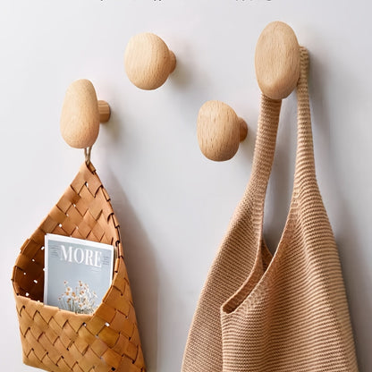 Modern Wood Wall Hooks | Decorative Pebble Design with Heavy-Duty Support for Stylish Organization 5