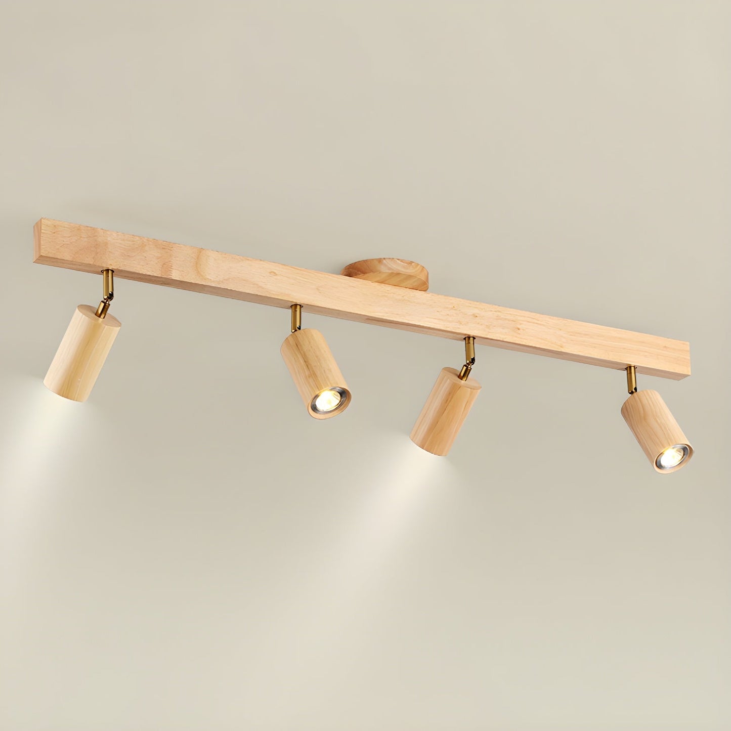 Natural Wood Beam | LED Track Lighting with Dimmable Feature | Stylish Illumination for Home Decor 10