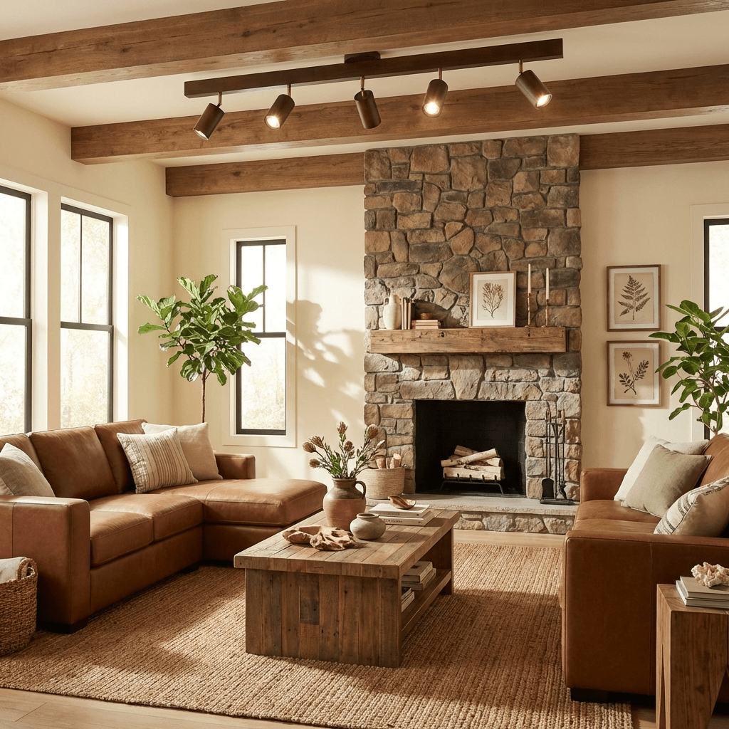 Natural Wood Beam | LED Track Lighting with Dimmable Feature | Stylish Illumination for Home Decor 5