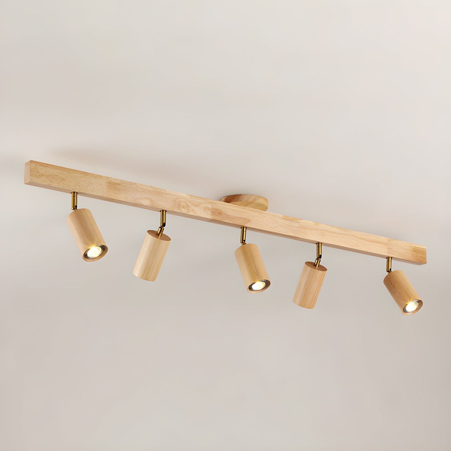 Natural Wood Beam | LED Track Lighting with Dimmable Feature | Stylish Illumination for Home Decor 6