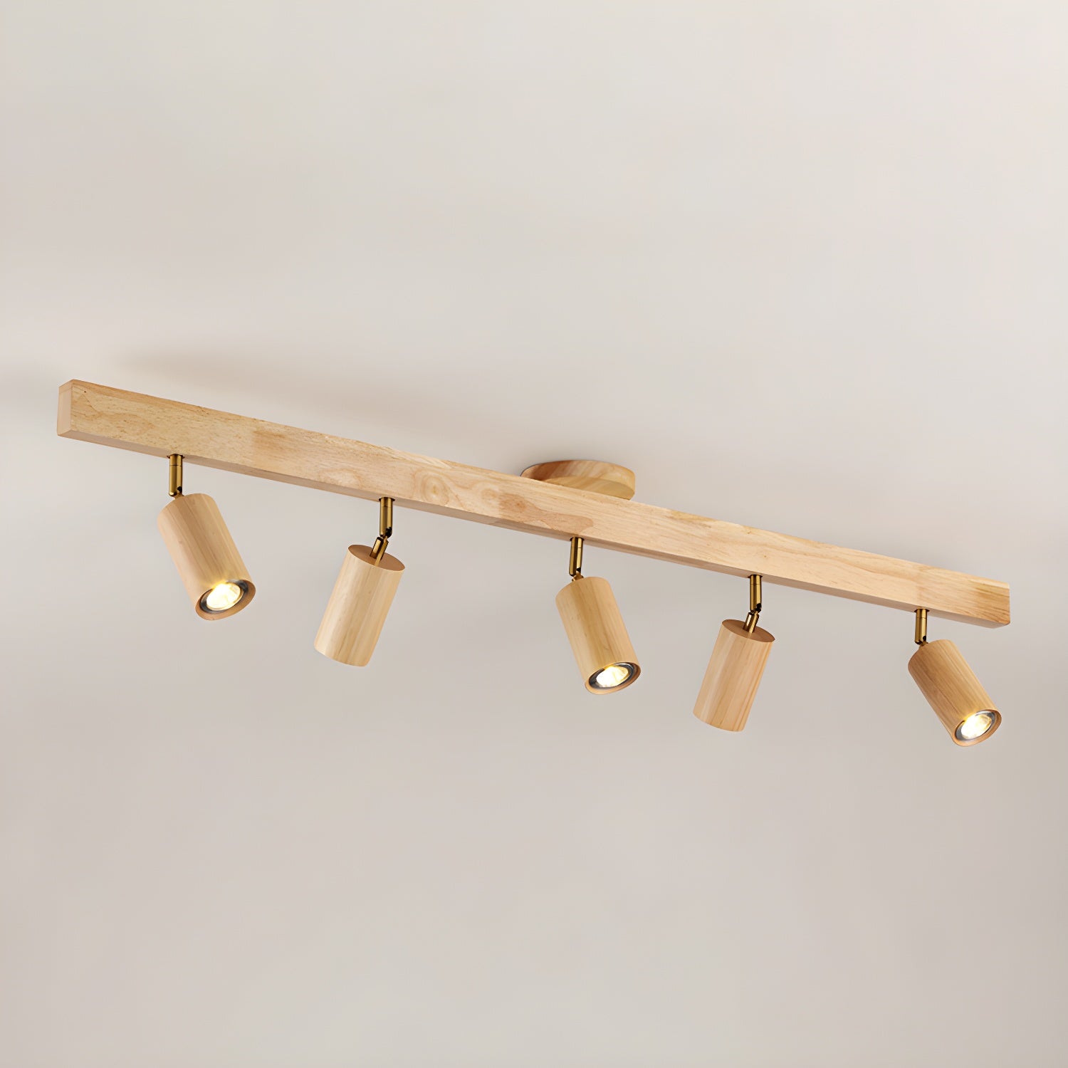 Natural Wood Beam | LED Track Lighting with Dimmable Feature | Stylish Illumination for Home Decor 6