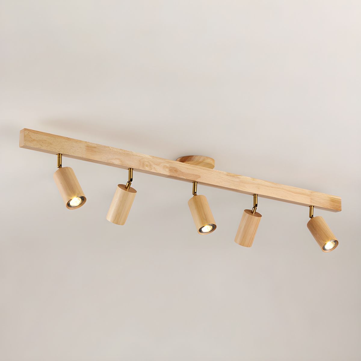 Natural Wood Beam | LED Track Lighting with Dimmable Feature | Stylish Illumination for Home Decor 7