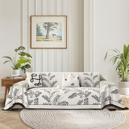 Nature's Embrace | Chenille Couch Cover with Elegant Tassels | Plush Protection for All Seasons 8