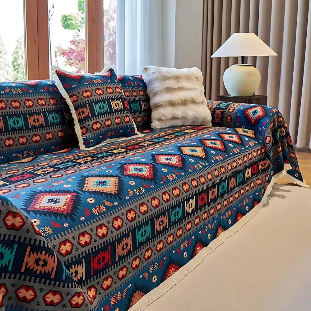 Nomad Dream | Boho Couch Cover with Soft Chenille & Vibrant Pattern | Stylish Protection for Pet-Friendly Homes 0