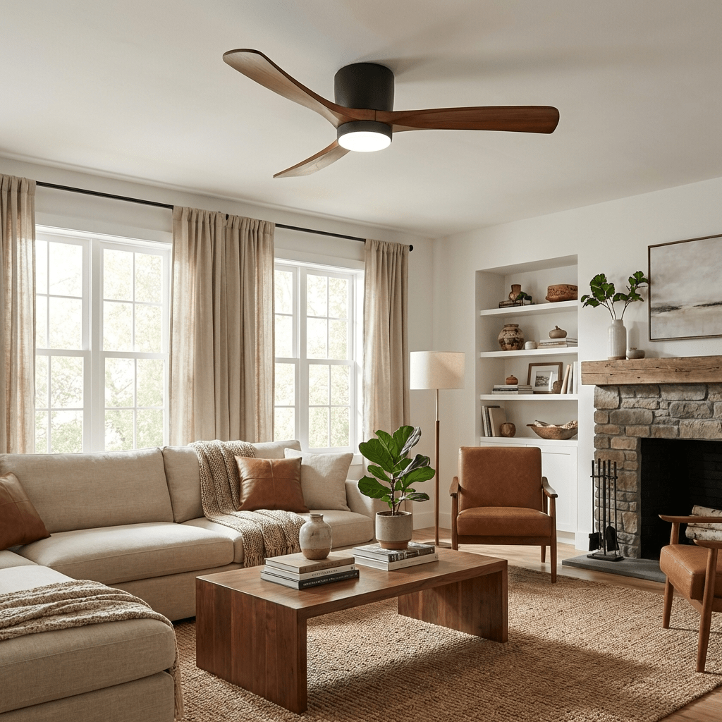 Nordic Collection | Flush Mount Ceiling Fan Light with Adjustable Brightness | Elegant Design for Modern Home Ambiance 2