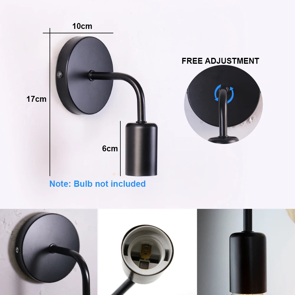Nordic Modern Wall Sconce Lighting | Iron Black Design with E27 Socket | Elegant Indoor Wall Lamp for Versatile Spaces 1