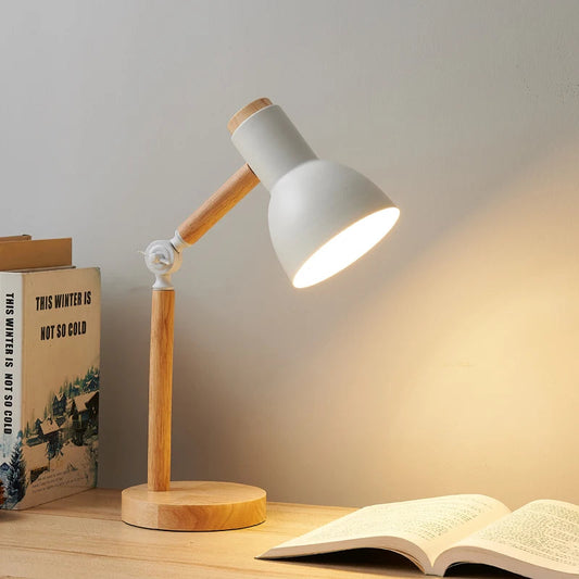 Nordic Wooden Desk Lamp | Adjustable Table Light with Soft Glow | Ideal Bedside Lamp for Study and Relaxation 0