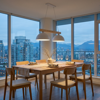 OSLO | Scandinavian Pendant Light with Natural Wood Accent | Adjustable Height for Focused Downward Illumination 2