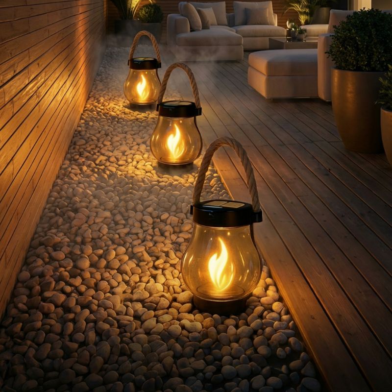 Outdoor Solar Lanterns | Solar-Powered Lantern with Realistic Flickering Flame Effect | Weather-Resistant Design for Safe Ambiance 1