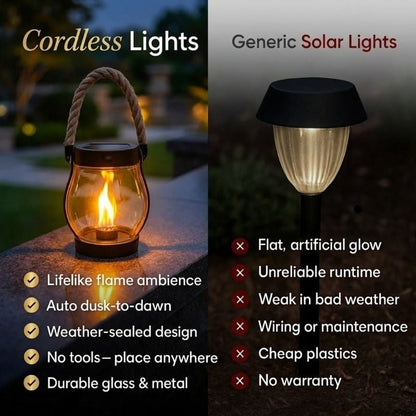 Outdoor Solar Lanterns | Solar-Powered Lantern with Realistic Flickering Flame Effect | Weather-Resistant Design for Safe Ambiance 3