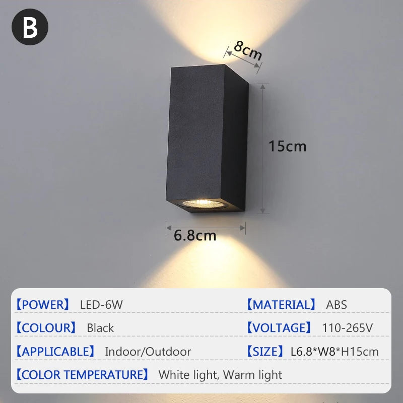 Outdoor Wall Lantern | Waterproof LED Design with Energy-Efficient 6W Light | Stylish Black Exterior Wall Light for Gardens and Porches 7