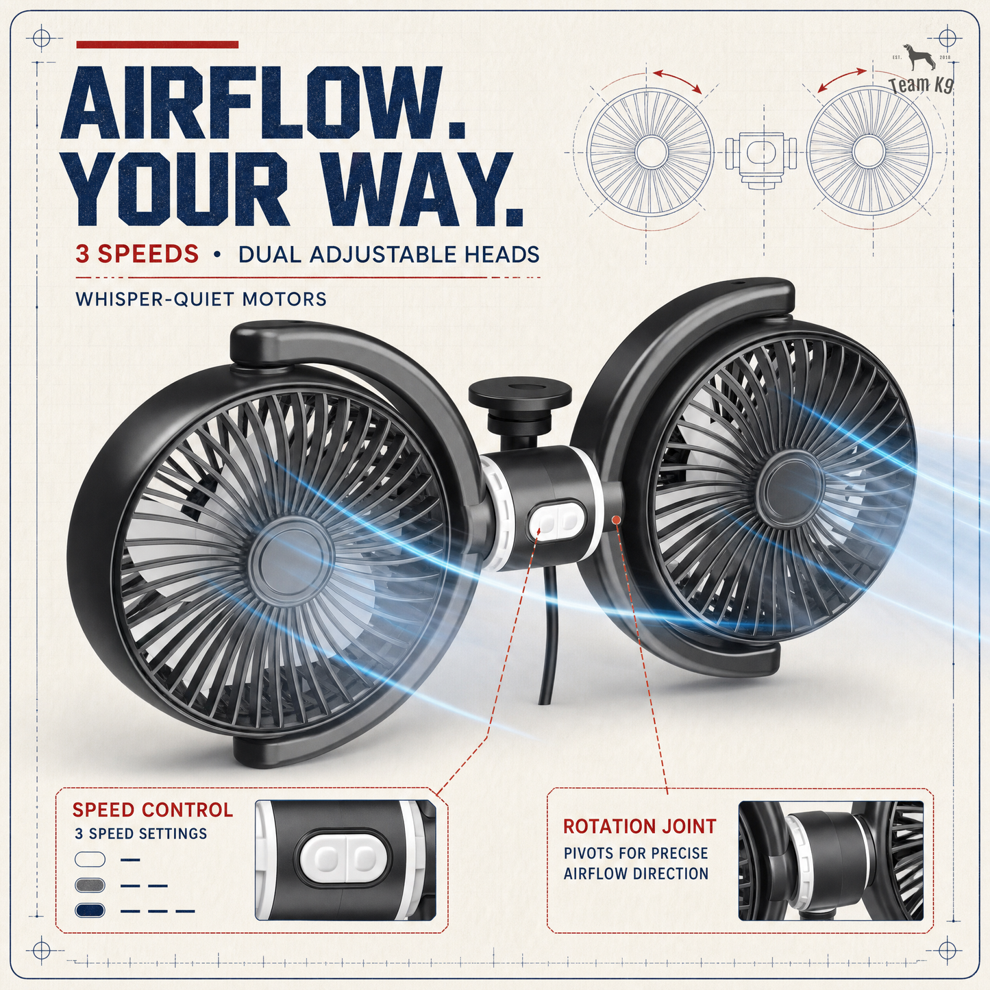Pet Breeze | Adjustable Backseat Cooling Fan with Dual Airflow | Whisper-Quiet Design for Pet Comfort 4