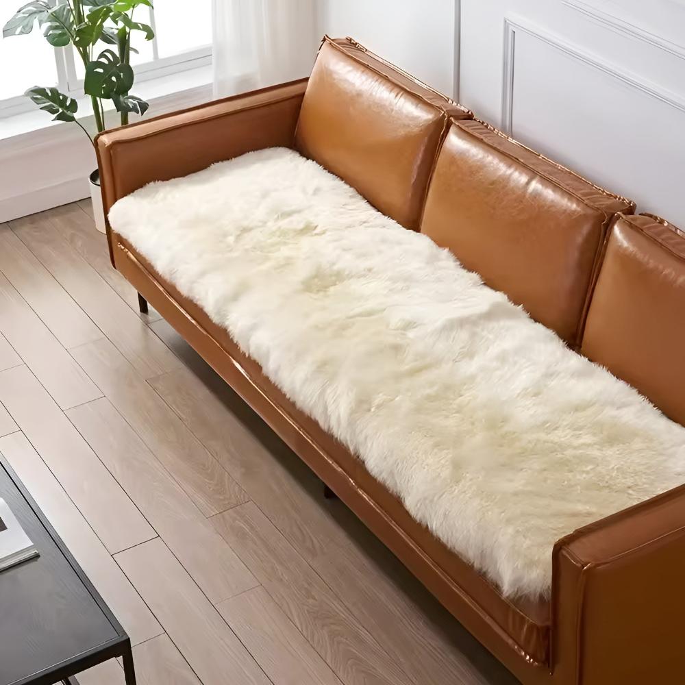 Plush Couch Cover | Faux Fur Fabric with Anti-Slip Design | Durable Protector for Pets and Kids 2
