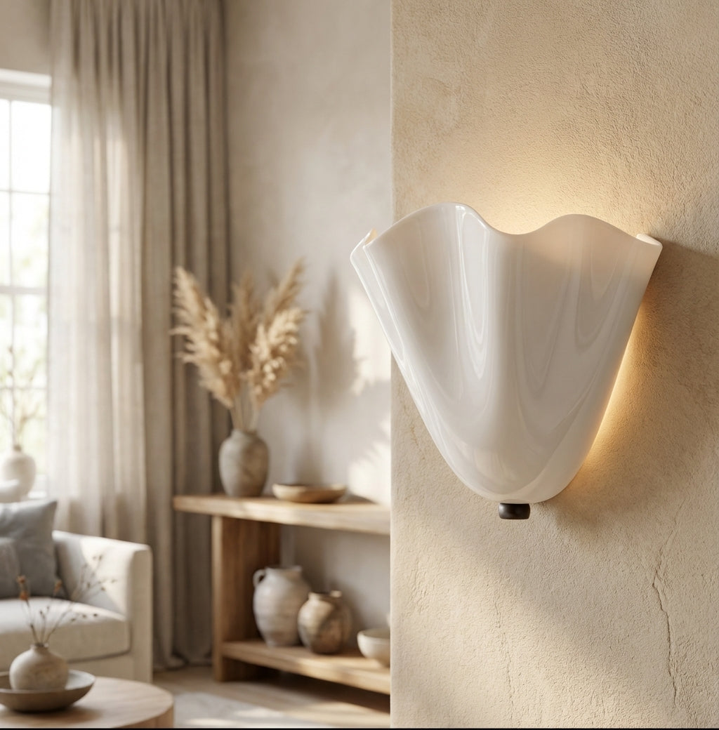 Retro Stained Glass Wall Sconce Lighting with Unique Skirt Shell Design | Ambient Wall Lamp for Cozy Home Illumination 1