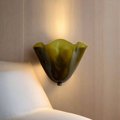 Retro Stained Glass Wall Sconce Lighting with Unique Skirt Shell Design | Ambient Wall Lamp for Cozy Home Illumination 4
