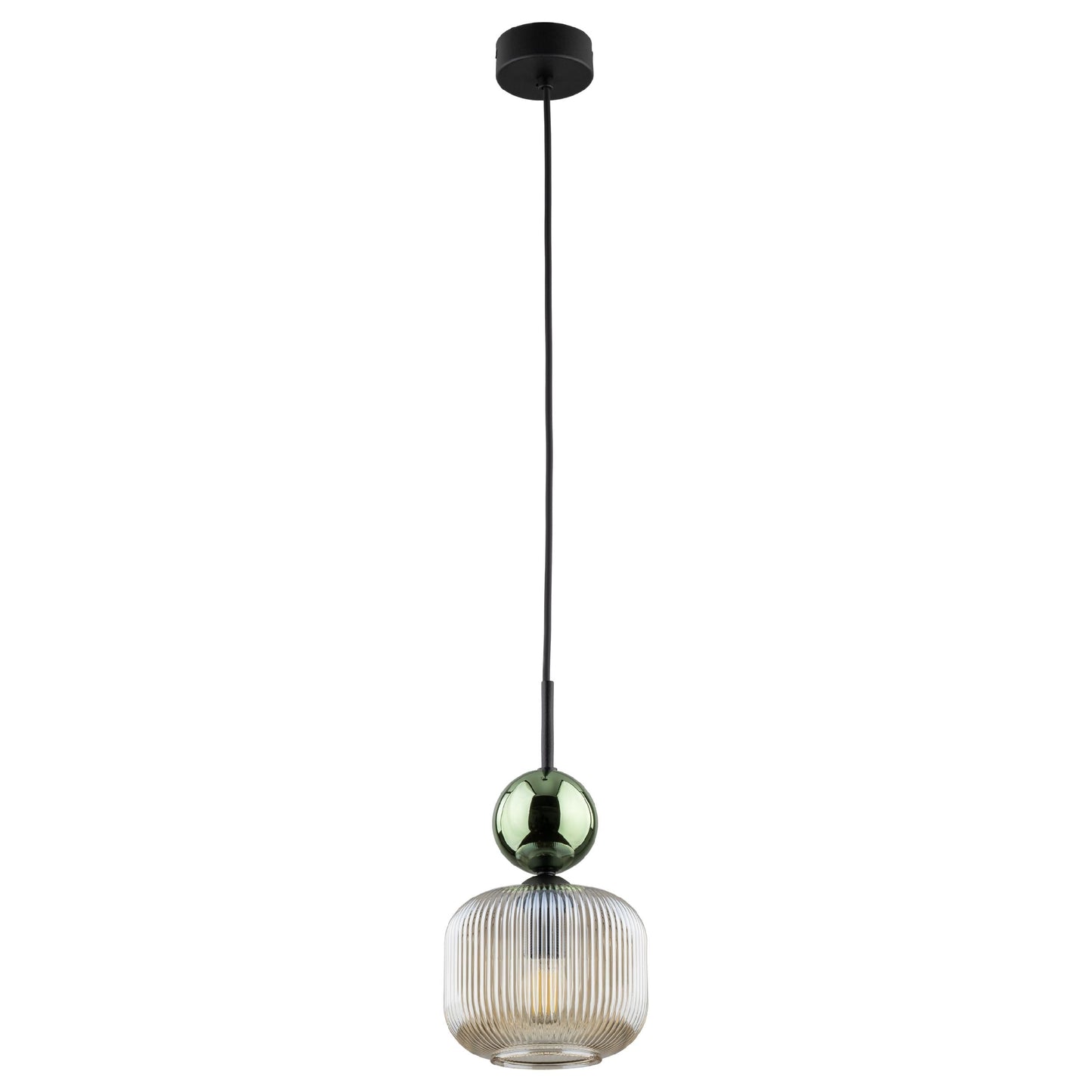Ribbed Glass Pendant Light | Adjustable Height Decorative Fixture for Kitchen Island Lighting 0