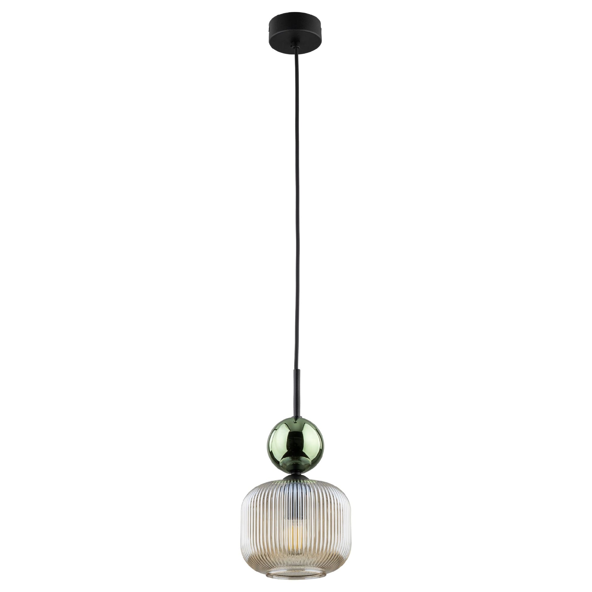 Ribbed Glass Pendant Light | Adjustable Height Decorative Fixture for Kitchen Island Lighting 0