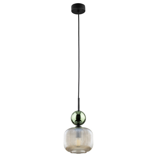 Ribbed Glass Pendant Light | Adjustable Height Decorative Fixture for Kitchen Island Lighting 0