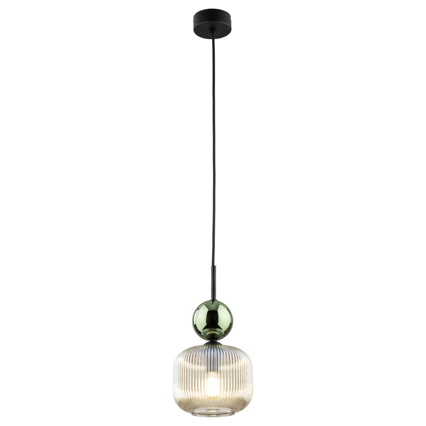 Ribbed Glass Pendant Light | Adjustable Height Decorative Fixture for Kitchen Island Lighting 2