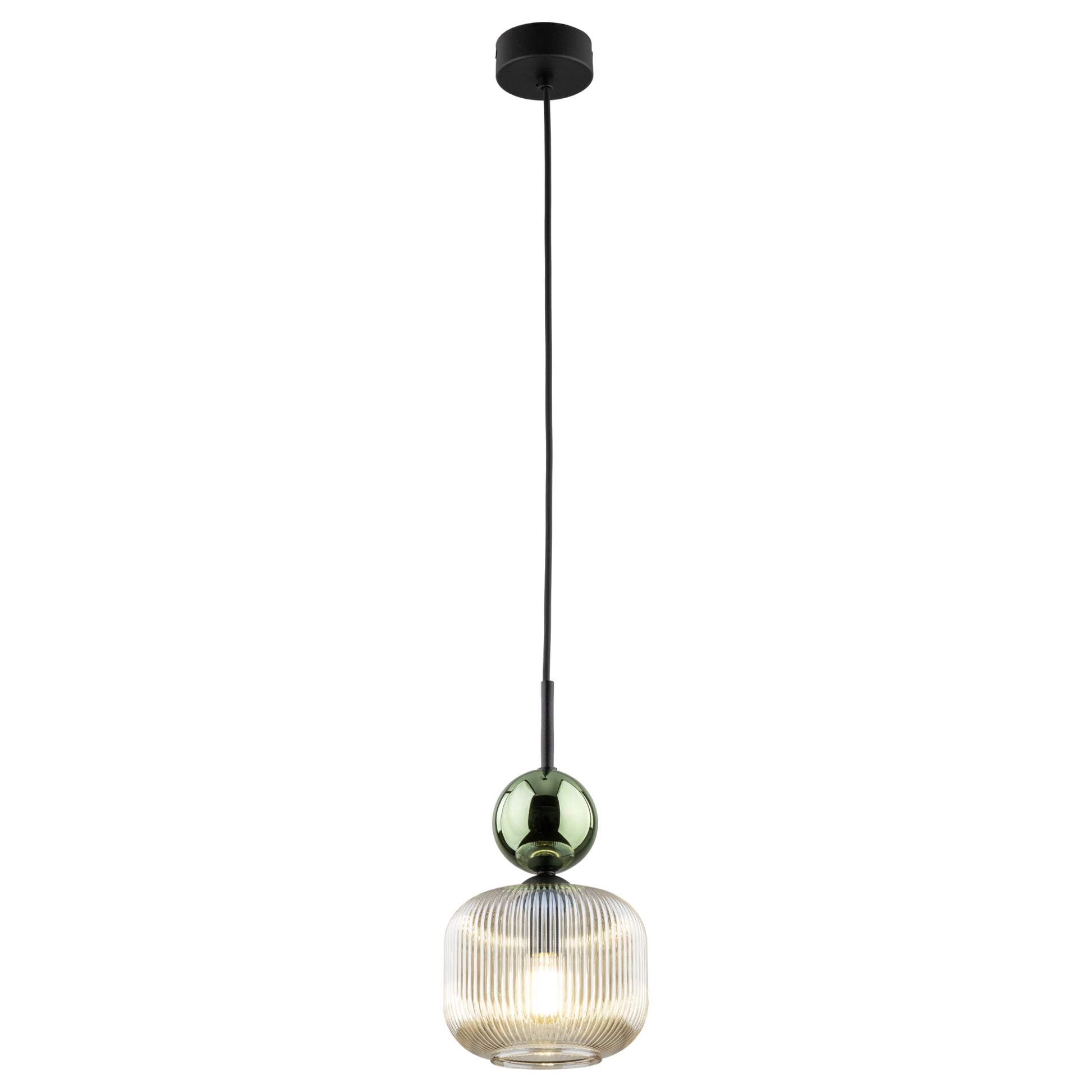 Ribbed Glass Pendant Light | Adjustable Height Decorative Fixture for Kitchen Island Lighting 2