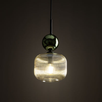 Ribbed Glass Pendant Light | Adjustable Height Decorative Fixture for Kitchen Island Lighting 3